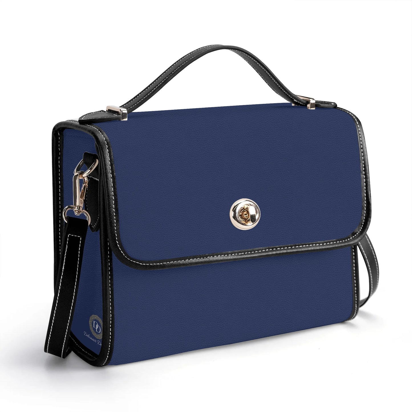 Navy Leather Satchel Bag