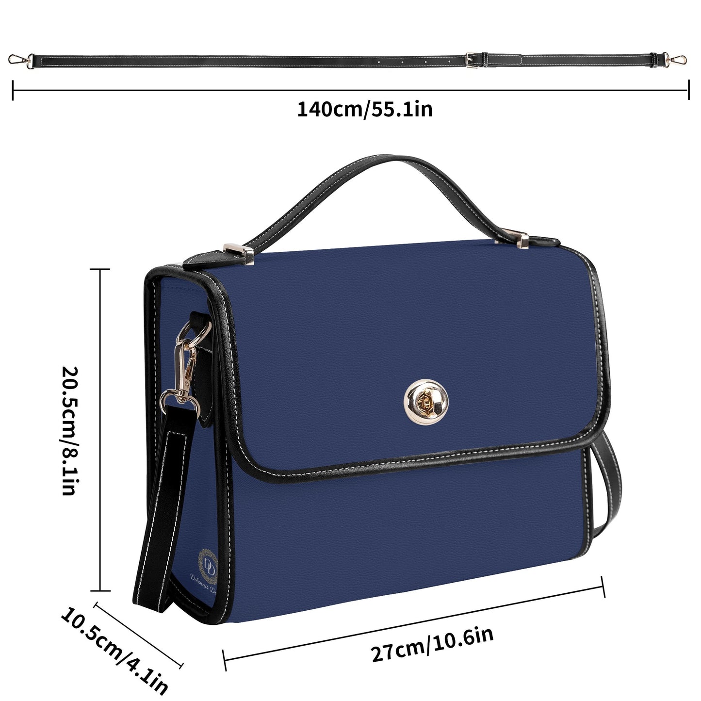 Navy Leather Satchel Bag